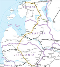 Riga to Tallinn train route map