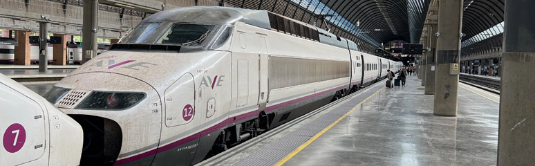 An AVE S100 train at Seville 