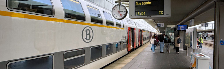 Double-deck intercity train from Brussels to Bruges