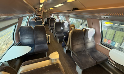 1st class seats on a double-deck intercity train from Brussels to Luxembourg