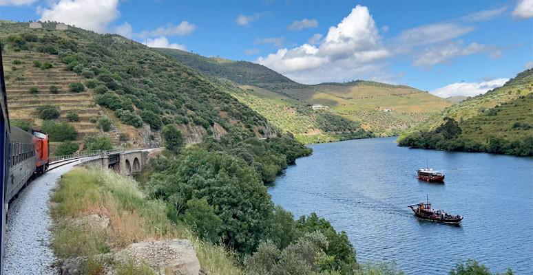 Douro Valley scenery from the train beyond Pinhao