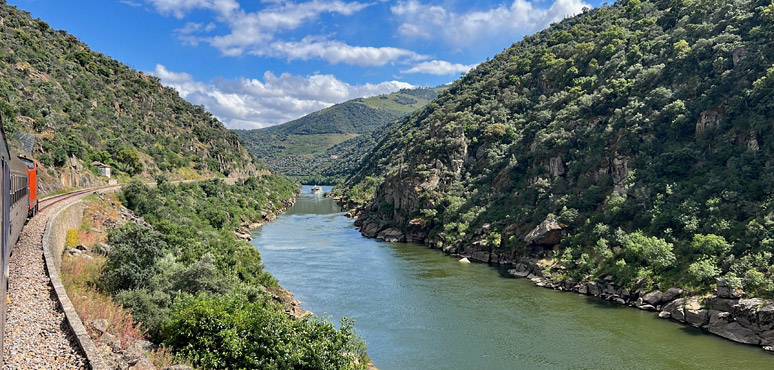 Douro Valley scenery from the train beyond Tua