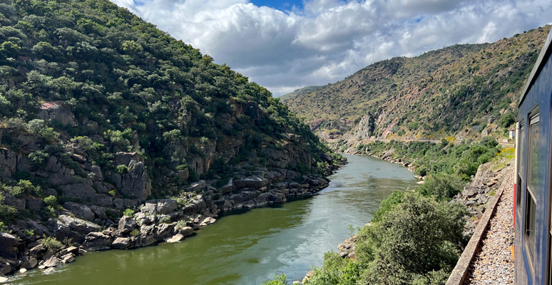 Douro Valley scenery from the train beyond Tua