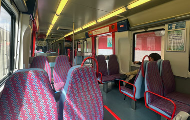 Inside a Lisbon suburban train