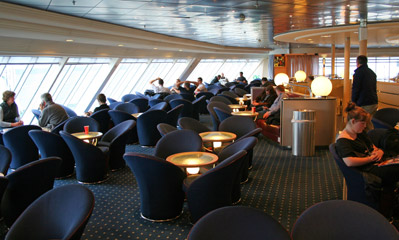 Club lounge on the ferry to Dublin