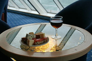 Cheese & wine on the ferry to Dublin