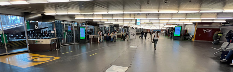 Baggage control into the ground floor departures area