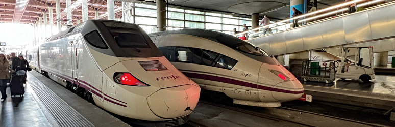 Boarding trains from the ground floor departures area