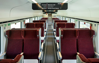 Economy class seats in a new generation railjet