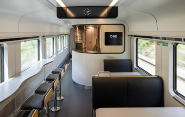 Restaurant car in a new generation railjet