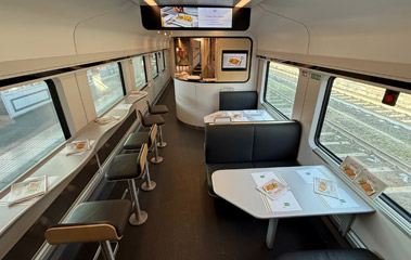 Restaurant car in a new generation railjet