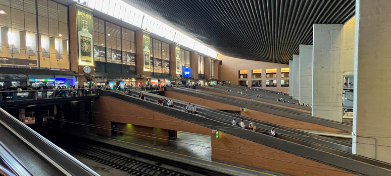 Seville Santa Justa travelators down to the platforms