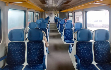 Seats on a Hungarian train from Szeged to Subotica