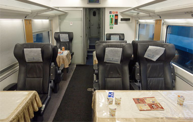 Luggage racks on an Afrosiyob train