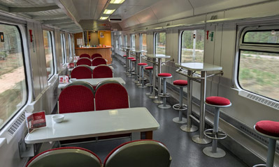 Restaurant car on the Krakow-Warsaw-Mockava train